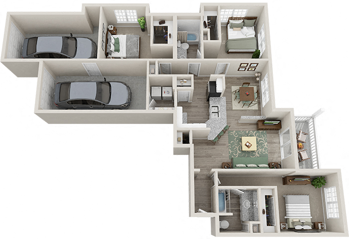Floor plan for 3 beds, 2 baths, 1475 sqft